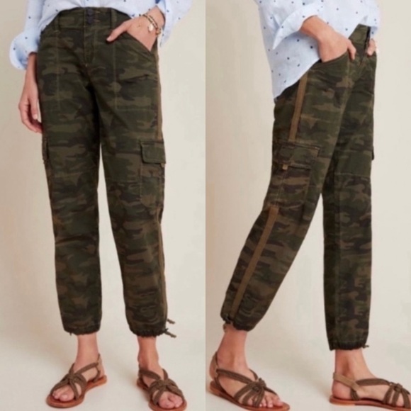 NWT Anthropologie Sanctuary Camo Cargo Cropped Jogger Pants - Picture 1 of 9